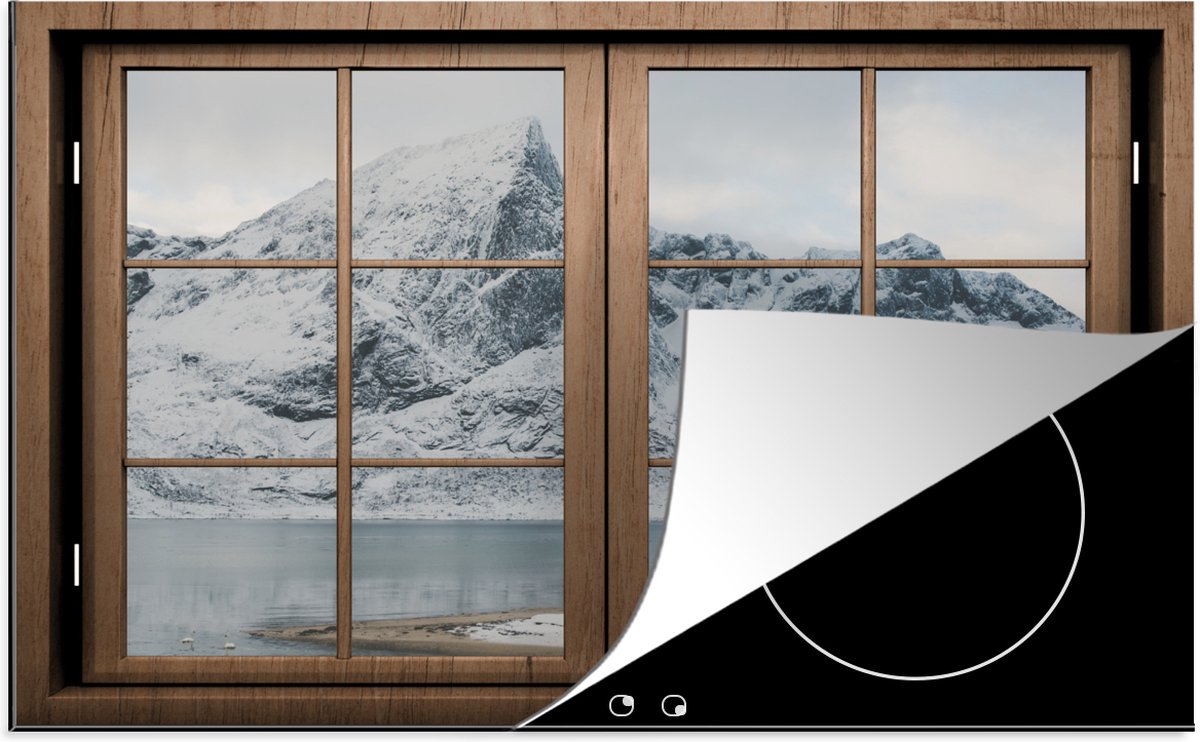 KitchenYeah® Inductie beschermer 80.2x52.2 cm - Doorkijk - Landschap - Winter - Kookplaataccessoires - Afdekplaat voor kookplaat - Inductiebeschermer - Inductiemat - Inductieplaat mat