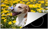 KitchenYeah® Inductie beschermer 77x51 cm - Vinder - Hond - Paardenbloem - Kookplaataccessoires - Afdekplaat voor kookplaat - Inductiebeschermer - Inductiemat - Inductieplaat mat