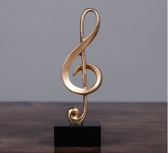Muziek Beeldje - Decoratie Woonkamer - Minimalistische Muzieknoot - Sculptuur - Woondecoratie - Standbeeld - Polyresin Beeld Goud - Decoratieve Woonaccessoire
