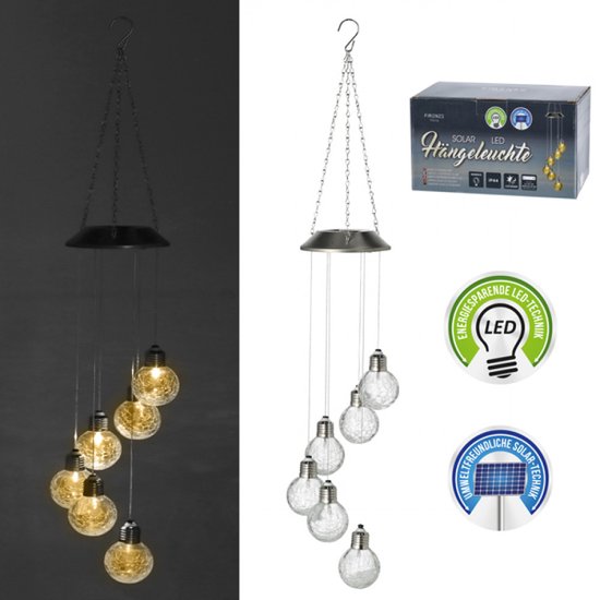 Solar tuinlamp hangend - Zonne-energie - RVS - Tuindecoratie/accessoires - Tuinverlichting - Tuinlampen - Buiten verlichting - Buiten lampen - 75cm - IP44