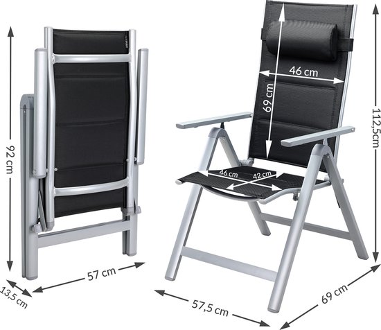 Casaria Tuinstoelen 4 Stuks - Aluminium Hoge Rugleuning - Zilver van Casaria — afbeelding 3