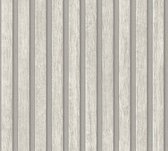 Hout behang Profhome 391095-GU vliesbehang hardvinyl warmdruk in reliëf gestructureerd in hout look mat grijs lichtgrijs 5,33 m2