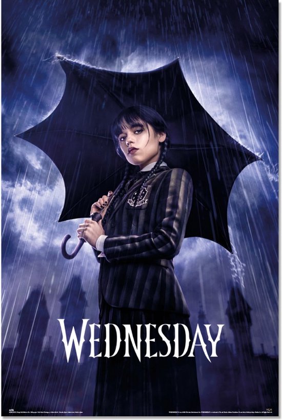 Wednesday poster - Umbrella - Jenna Ortega - TV serie - Netflix - Addams Family - 61 x 91.5 cm