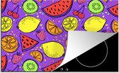 KitchenYeah® Inductie beschermer 77x51 cm - Watermeloen - Fruit - Paars - Kookplaataccessoires - Afdekplaat voor kookplaat - Inductiebeschermer - Inductiemat - Inductieplaat mat