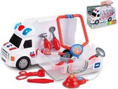 Ziekenwagen en Dokterskoffer 2 in 1 - Tachan - Speelgoedauto met Doktersspullen - Speelgoed Ambulance met Licht en Geluid - 10-Delig - Inclusief Batterijen