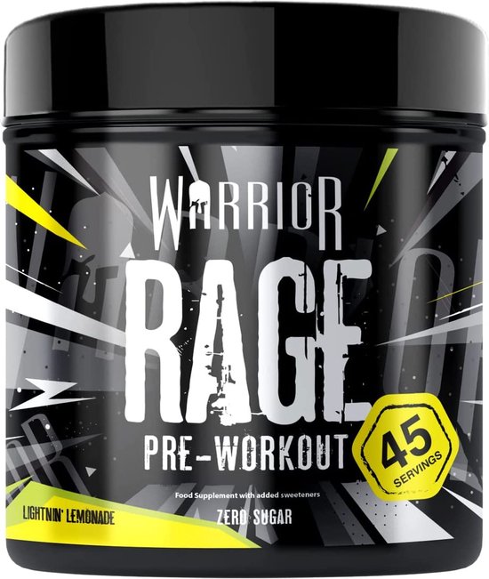 Warrior RAGE Pre Workout 392 gram 45 Doseringen Extreme sterke