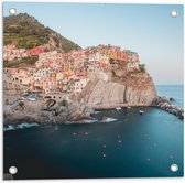 Tuinposter – Huisjes aan de Kust in Cinque Terre, Italië - 50x50 cm Foto op Tuinposter (wanddecoratie voor buiten en binnen)