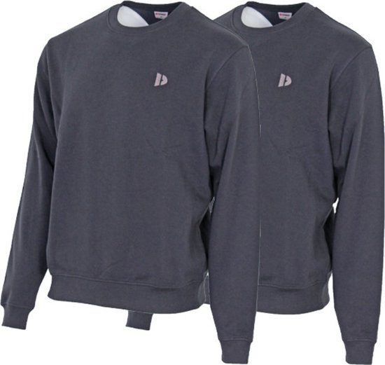 2 Pack Donnay - Fleece sweater ronde hals - Dean - Heren - Maat M - Navy (010)