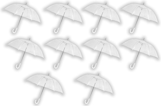 10 stuks Paraplu transparant plastic paraplu's 100 cm - doorzichtige paraplu - trouwparaplu - bruidsparaplu - stijlvol - bruiloft - trouwen - fashionable - trouwparaplu