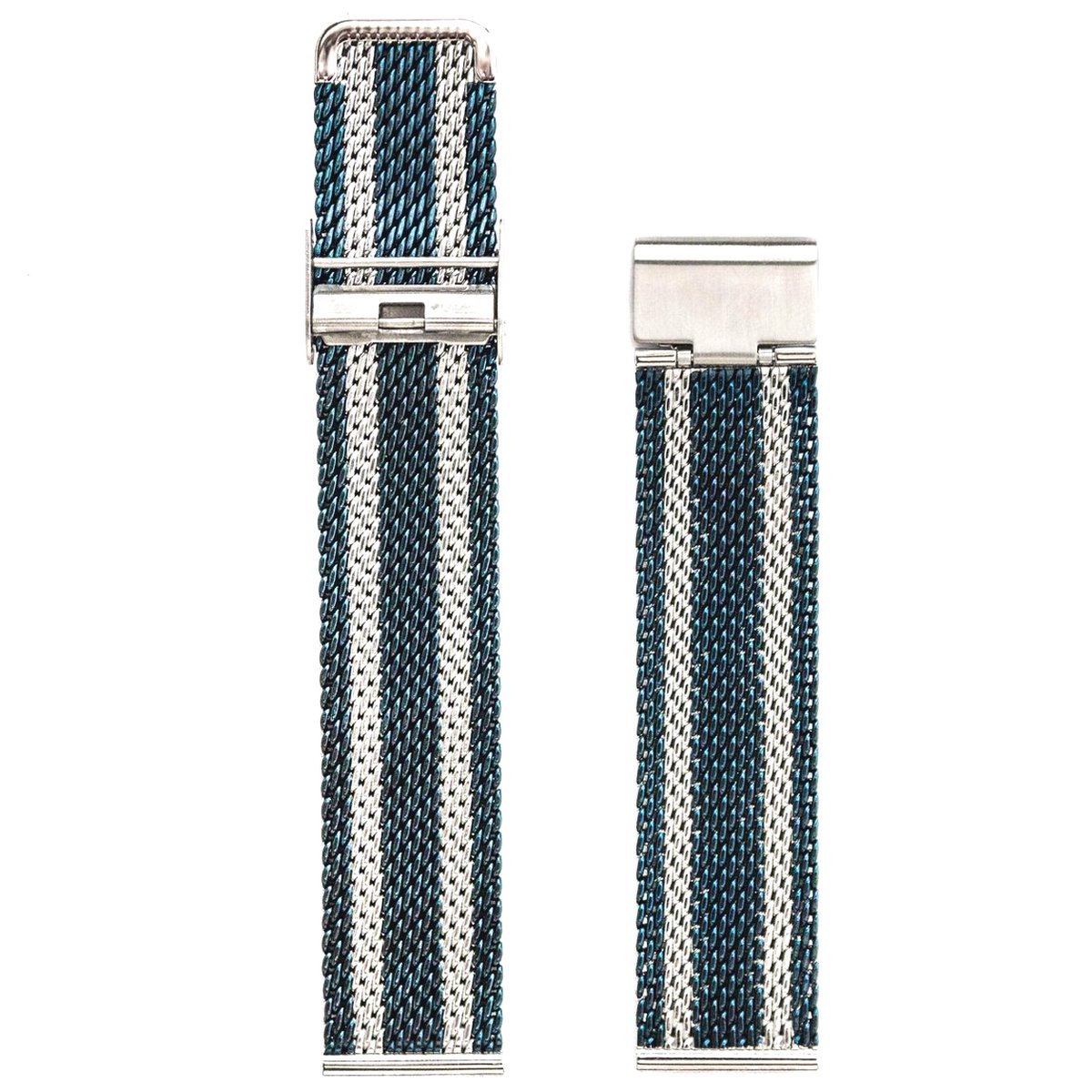 Tweekleurig Milanese Mesh Horlogebandje Geweven Roestvrij Staal + opening tool - Blauw - Staal 18mm
