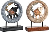 Decoratieve figuren DKD Home Decor Olifant Beige Blauw Metaal Hars Koloniaal (19,5 x 6,3 x 25,5 cm) (2 Stuks)