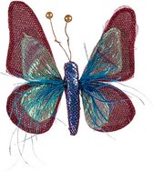 Kerstversiering Vlinder Blauw Roze (14 x 3 x 18 cm)