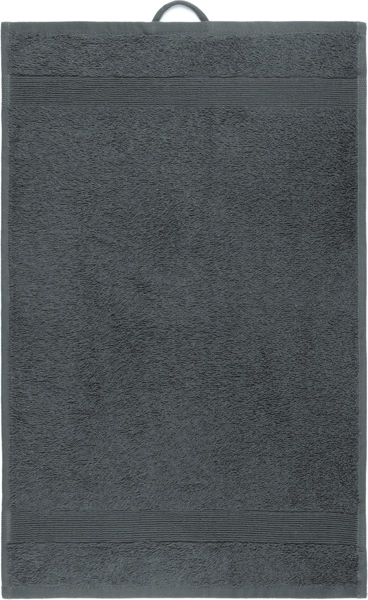 Aude by Mistral Home - Set van 2 gastendoekjes - 100% katoen - 2x 30x50 cm - Donkergrijs