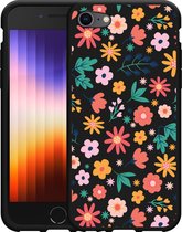 iPhone 7/8 Hoesje Zwart Always have flowers - Designed by Cazy