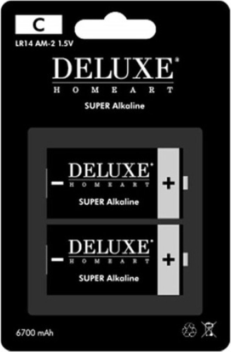 Batterijen - Kaarsen - Batterijen c - 2 stuks - Super Alkaline - Deluxe Homeart