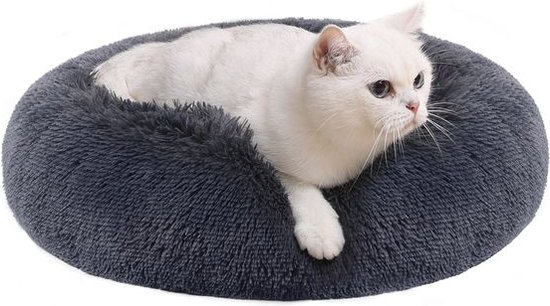 FEANDREA- Dieren - Katten - Manden - Katten & Hondenmand, zacht pluche, 50 cm, wasbaar, donkergrijs PGW037G02