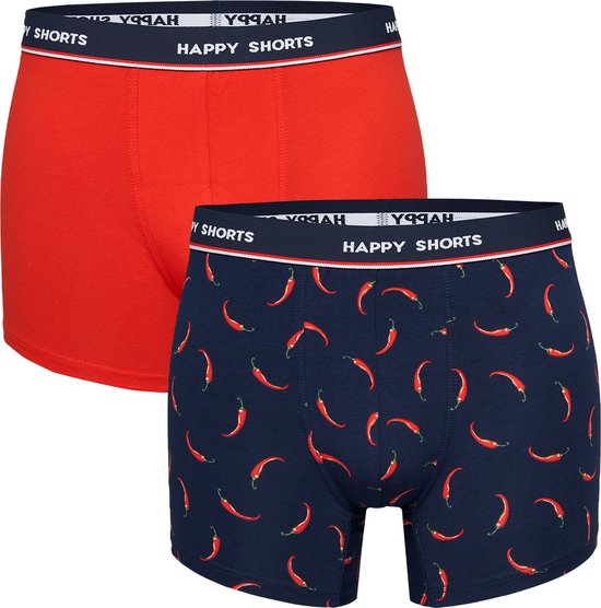 Happy Shorts Lot de 2 Boxers pour homme avec imprimé Chilies Red Pepper - Taille XL