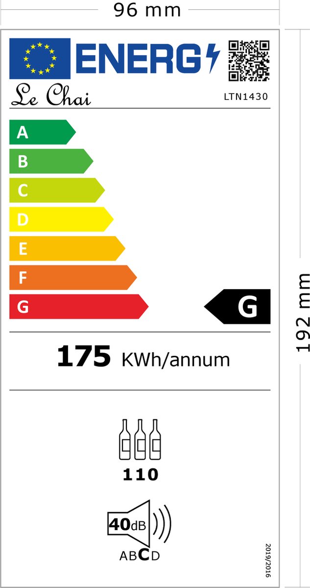 Le Chai LTN1430 Wijnkoelkast 3 Temperatuurzones 110 Flessen - afbeelding 2