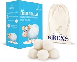 Krexs Drogerballen – 6 Stuks – Wasballen – Wasbollen – Wasdroger Ballen – Droogballen – Wol