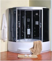 HavikLux Stoomcabine met massagebad 150x150x220 - Wit bad met zwarte cabine