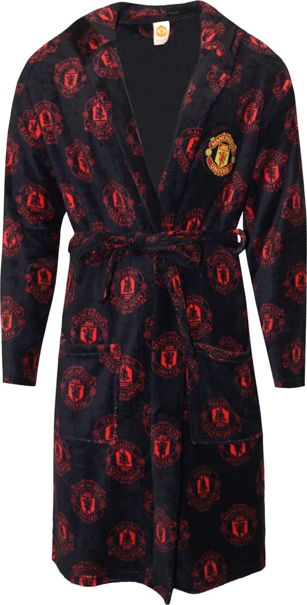 Manchester United badjas logo's - maat L - zwart