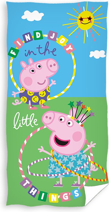 Jerry Fabrics Serviette De Plage Peppa Pig 70x140 Cm - 100% Coton, Multicolore, Certifié Öko-Tex