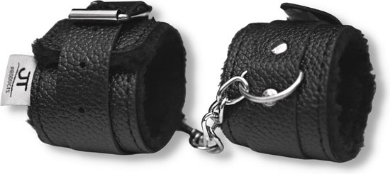 JT Products Bondage Handboeien Zwart Erotiek Set voor BDSM - Seksspeeltjes - Lederen Handboeien & Metalen Ketting - Sex Toys