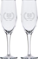 Gegraveerde set champagneglazen 16,5cl Opa + Oma 50 jaar getrouwd