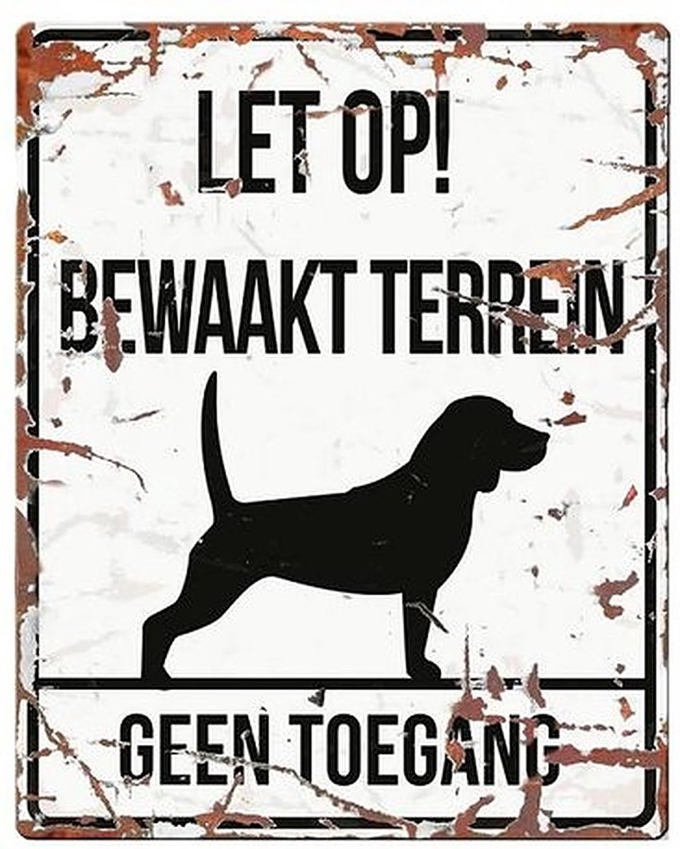 D&D - Vierkant Waakbord Beagle - Kleur: Wit - Afmetingen: 20x25 cm