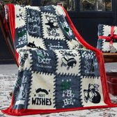 Trimita Jolly - Ultrazacht Fleece Kerstdeken - Kerstplaid - Christmas Blanket - 170 x 100 cm - Blauw