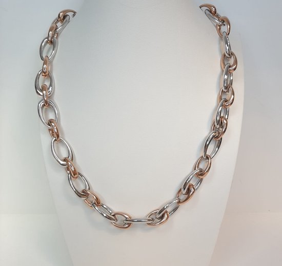 Rosé/witgouden collier - 46 cm - ovaal - 14 karaat - uitverkoop Juwelier Verlinden St. Hubert - van €3695,- voor €2295,-