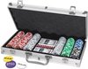 Afbeelding van het spelletje Luxe Pokerset - 300 - Koffer - Zilver - Pokeren tot 5 Personen - Speelkaarten - Dealer Fiche - Dobbelstenen