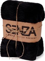 SENZA Plaid - Fleece deken - Visgraat - Zwart - 160 x 120cm