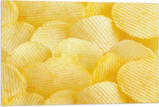 Vlag - Stapel Naturel Ribbel Chips - 75x50 cm Foto op Polyester Vlag
