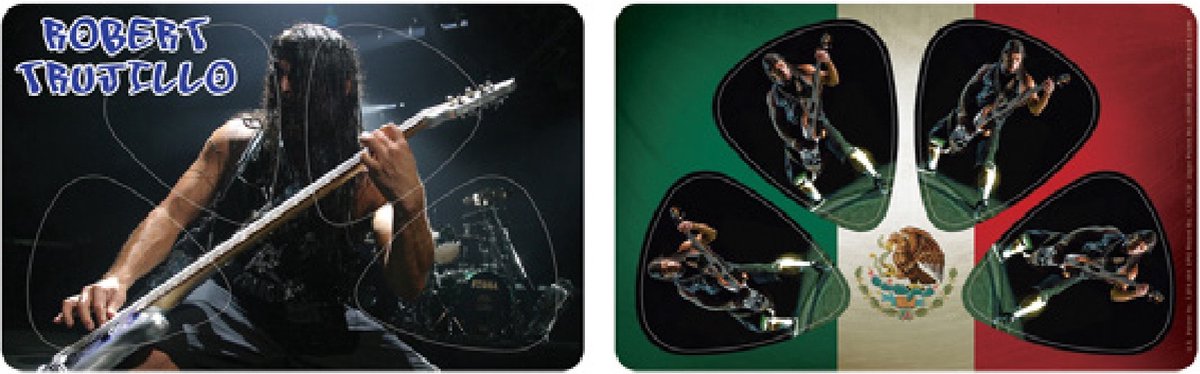 Robert Trujillo Metallica Pikcard met 4 plectrums