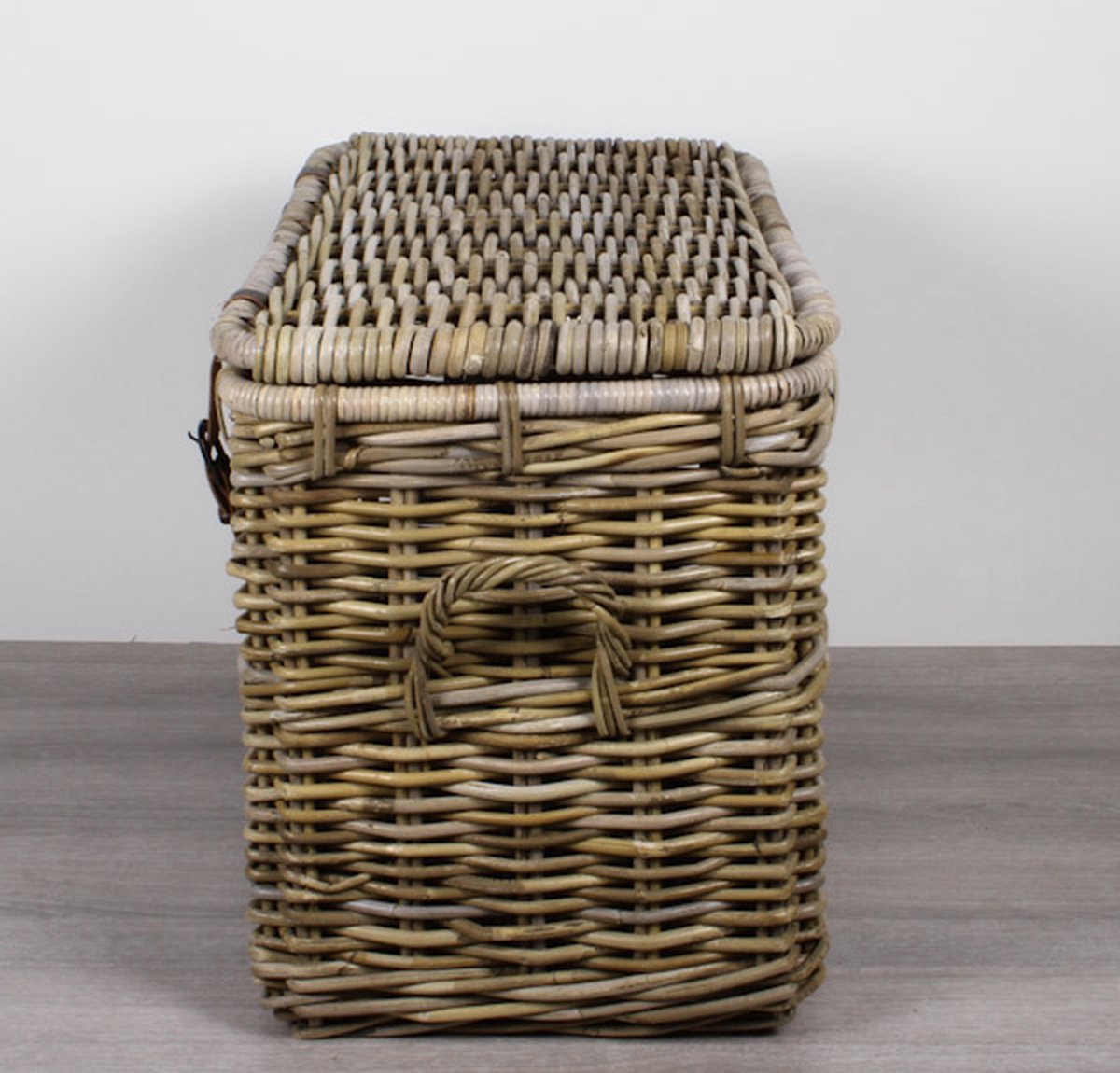 Cognac opbergmand met deksel rotan - Newport