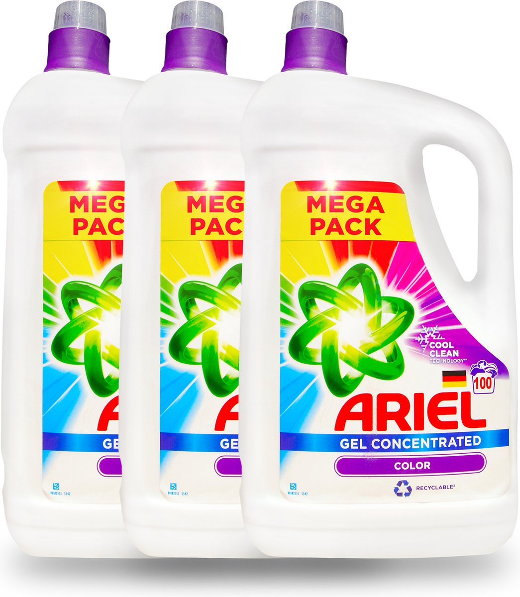 3 x Ariel Gel Concentrated Color Cool Clean Combi- 15L + 150ML - Bon pour  300 lavages | bol