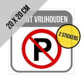 Sticker/ pictogram | "Uitrit vrijhouden" | 20 x 20 cm | Parkeerverbod | Verboden te parkeren | Poort vrijhouden | Inrit vrijlaten | Privé parking | 2 stuks
