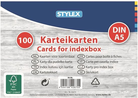 800 stuks blanco papier kaarten, 9 x 5,4 cm kleurrijke indexkaarten