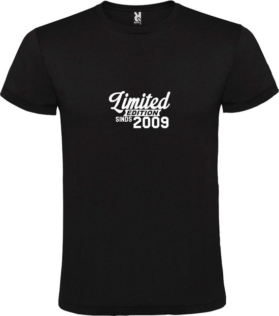 Zwart T-Shirt met “Limited sinds 2009 “ Afbeelding Wit Size XXXXL