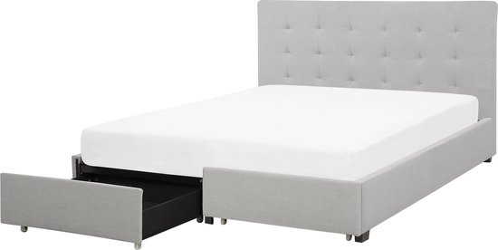 ROCHELLE - Tweepersoonsbed - Grijs - 180 x 200 cm - Polyester