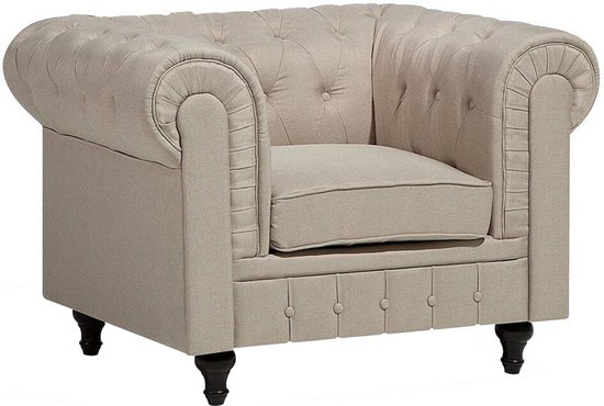 CHESTERFIELD L - Chesterfield fauteuil - Beige - Polyester