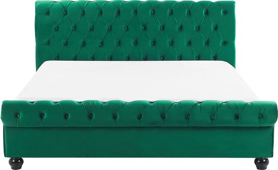 AVALLON - Tweepersoonsbed - Groen - 160 x 200 cm - Fluweel