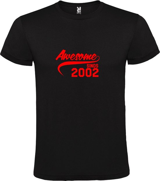 Zwart T-Shirt met “Awesome sinds 2002 “ Afbeelding Rood Size XXXXL