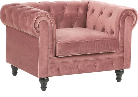 CHESTERFIELD - Chesterfield fauteuil - Roze - Fluweel | bol
