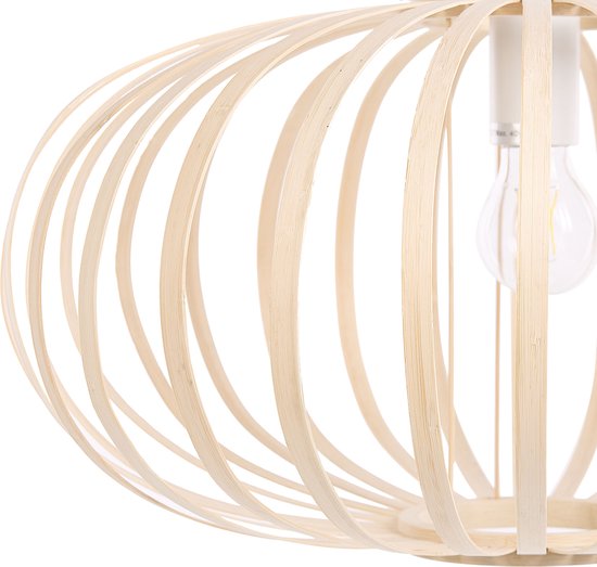 Beliani HAVEL - Lampe à suspension - Couleur bois clair - Bois de bambou
