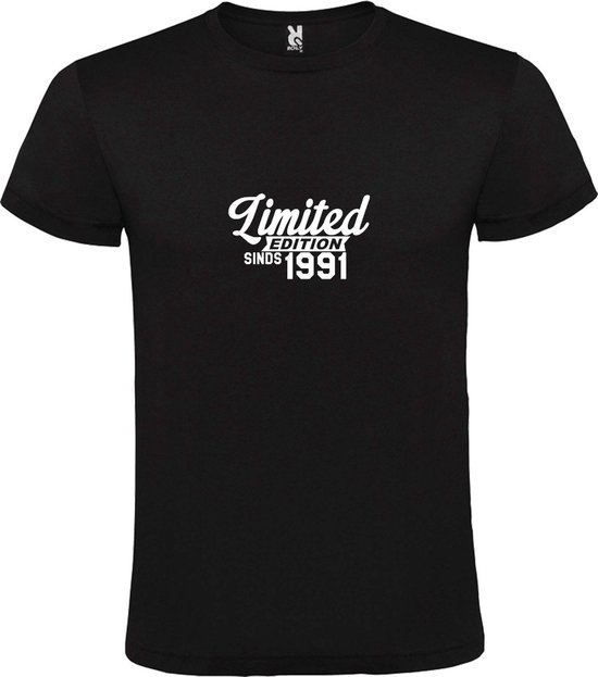 Zwart T-Shirt met “Limited sinds 1991 “ Afbeelding Wit Size M