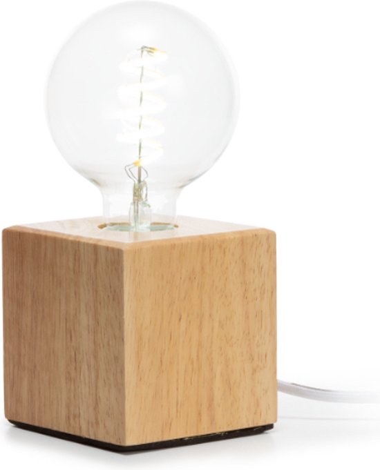 Vellight - Pied de lampe - Pied de lampe décoratif - Chêne - Cube
