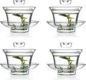 Glazen Gaiwan theeset - Glas - Theekopje met Deksel - Voordeelset - 135 ML | 4 stuks