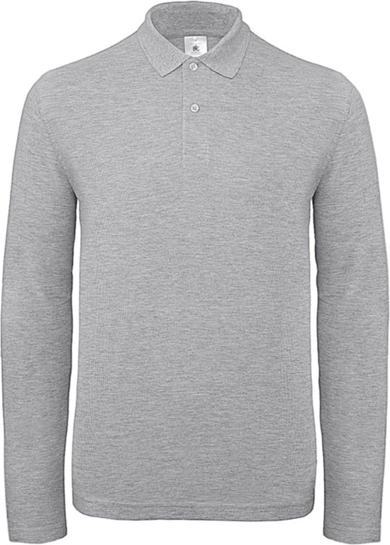 Polo manches longues homme ID.001 Heather Grijs marque B&C taille M